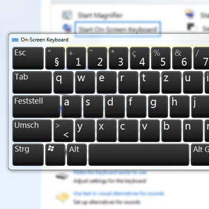 Screenshot einer Bildschirmtastatur