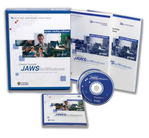 Foto eines JAWS-Produktpakets: Anleitung und Installations-CDs