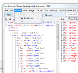 Entwickler-Tools im Internet Explorer